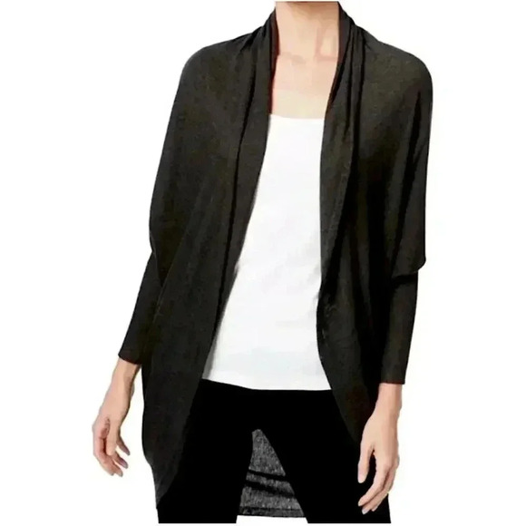 Eileen Fisher Cacoon Cardigan New Black Wool Blend - Picture 1 of 13